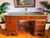 Vintage Twin Pedestal Desk in Yew Wood and Leather Top, 1980 For Sale - Image 9 of 18