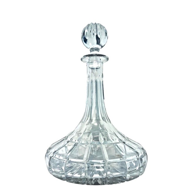 Contemporary Vintage Towle Riviera 11" Heavy Polish Crystal Wide Base Ships Decanter For Sale - Image 3 of 7