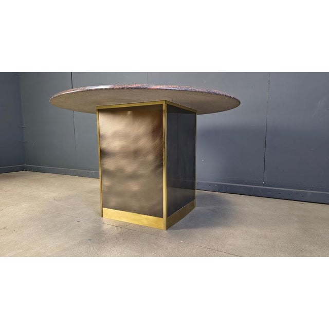 1970s Vintage Round Granite and Brass Center Table attributed to Belogchrom, 1970s For Sale - Image 5 of 18