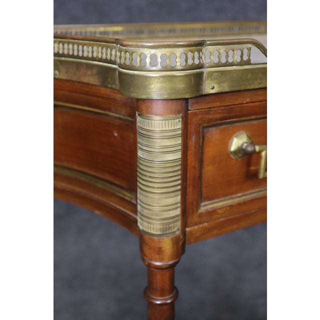 Louis XVI French Marble Top Brass Mounted Two Tier Console Table For Sale - Image 11 of 14