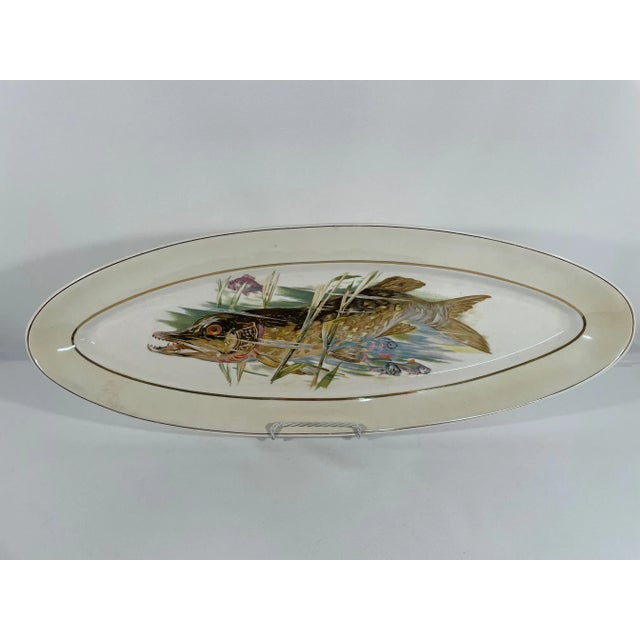 Late 19th Century Antique French Longchamp Large Fish Platter Serving Dish For Sale - Image 5 of 14