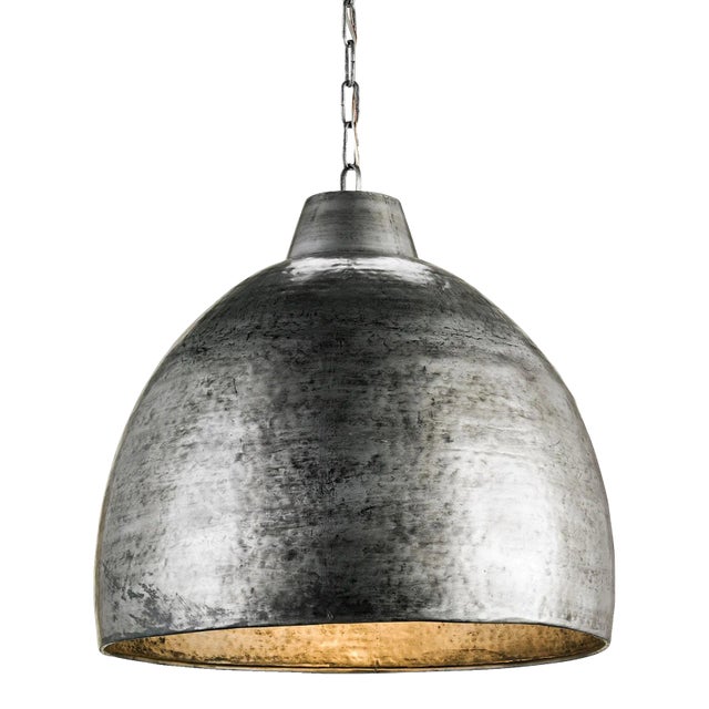Currey & Company Earthshine Steel Large Pendant For Sale