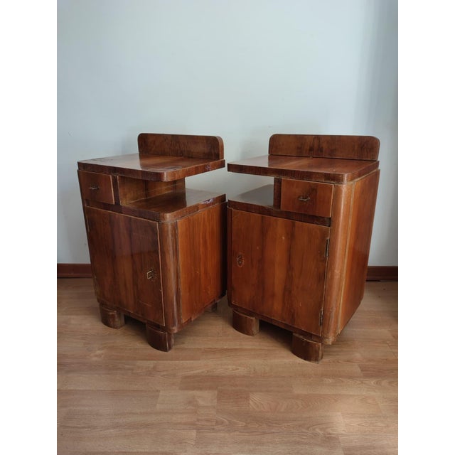 Wood Art Deco Burl Bedside Tables, 1930, Set of 2 For Sale - Image 7 of 15