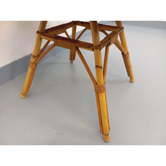 Tan Vintage Round Coffee Table in Rattan and Wood, 1960s For Sale - Image 8 of 14
