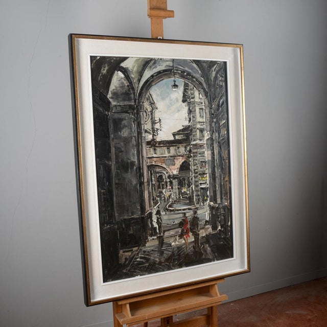 Marco Crippa, Milan Passage, Santa Margherita View, Piazza Mercanti, 1961, Oil Painting, Framed For Sale - Image 16 of 18
