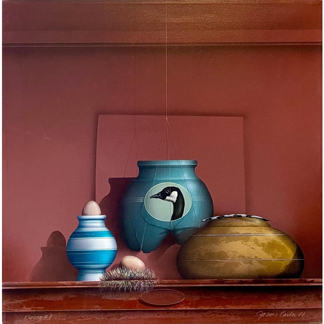 James Carter, Trompe L'oeil Airbrush Painting on Canvas Duck Decoy Fishing Lure James Carter, 1986 For Sale