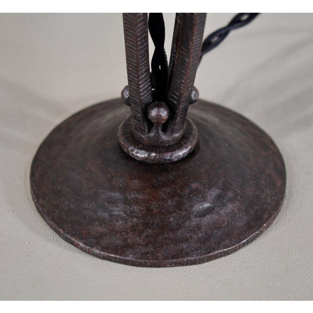 Schneider Le Verre Francais Les Prunes Table Lamp 1920s - Wrought Iron & Burgundy Cameo Glass For Sale - Image 9 of 9