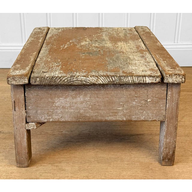 Antique Primitive Farmhouse Wood Step Foot Stool For Sale - Image 4 of 9