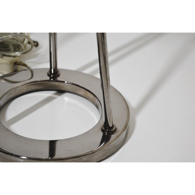 Chrome Mid-Century Modern Nessen Tripod Polished Nickel Chrome Table Lamps a Pair For Sale - Image 8 of 8