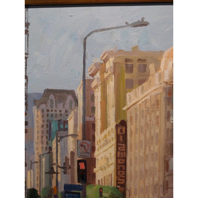 Blue Alex Schaefer -Diamond District Busy Streets in Downtown La -Oil Painting For Sale - Image 8 of 13