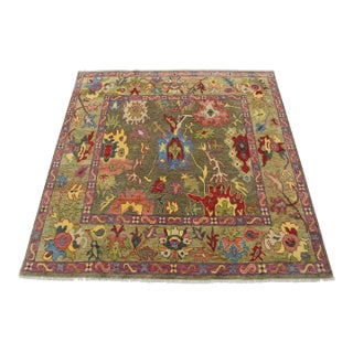 Oushak Rug 10’2” X 10′ Gray Wool Modern Hand-Knotted Oriental Carpet For Sale