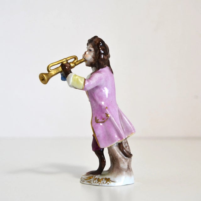 Ceramic Porcelain Figurine from the Series Monkey Band, Guitarist, Volkstedt Manufactory, Germany, 1940s For Sale - Image 7 of 10