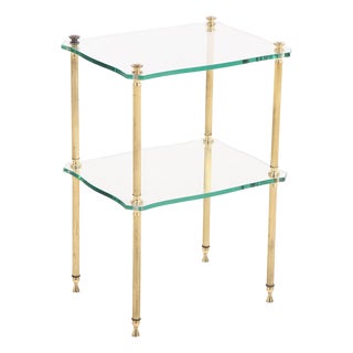 A French Brass and Glass Tiered End Table, C. 1960. For Sale