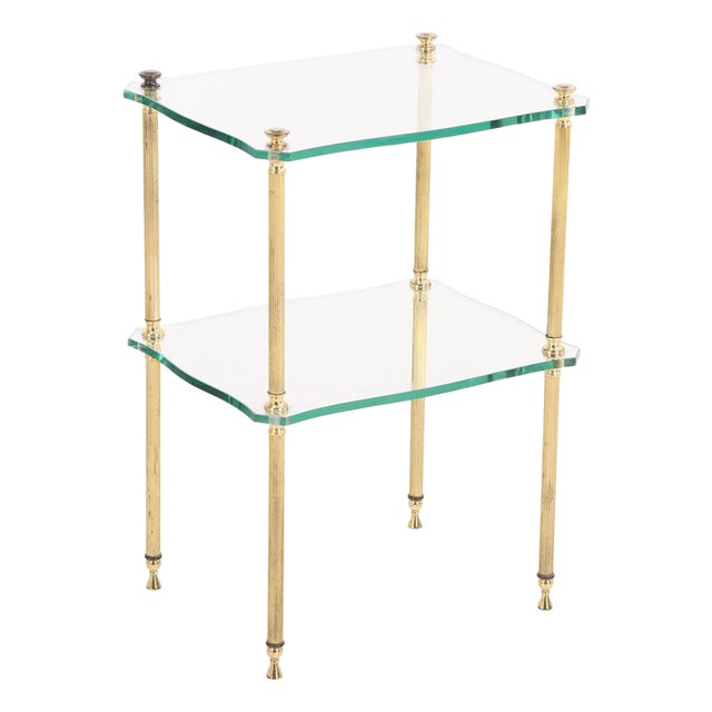 A French Brass and Glass Tiered End Table, C. 1960. For Sale