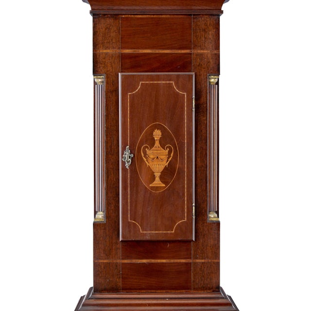 Brown Antique Long Case Clock in Inlaid Mahogany by William Underwood, 1760 For Sale - Image 8 of 10