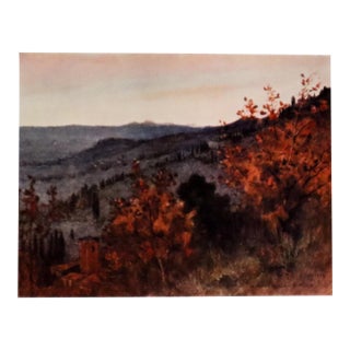 1905 - Affiche Italienne Originale - Coucher Du Soleil Estival Au Dessus Des Toits Florentins - Tirée Du Livre Florence & Some Tuscan Cities (1905) For Sale