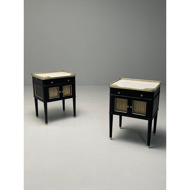 Maison Jansen Style, Hollywood Regency, Nightstands, Ebonized Oak ...