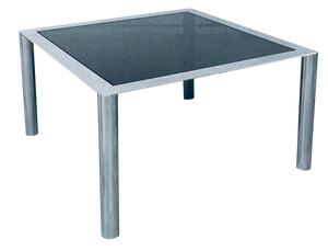 Mid-Century Smoked Glass & Chromed Steel Square Dining Table attributed to Sergio Mazza for Cinova, Italy, 1970s