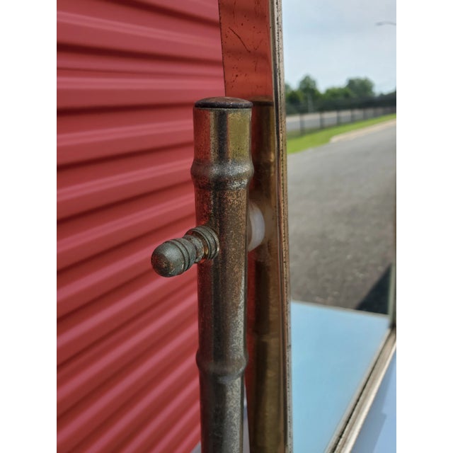 Maison Jansen Mid 20th Century George Koch Sons, Inc Hollywood Regency Gold Brass Bamboo Vanity with Mirror For Sale - Image 4 of 12
