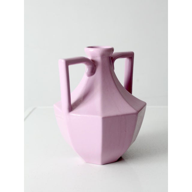 Ceramic Vintage Lavender Postmodern Double Handle Ceramic Vase For Sale - Image 7 of 14
