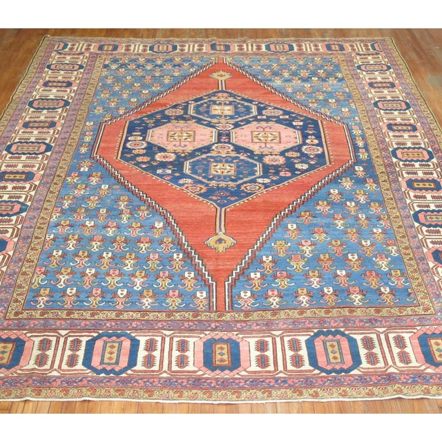 Blue 19th Century Zabihi Collection Large Persian Bakshaish Rug - 11'3" x 14'1" For Sale - Image 8 of 12