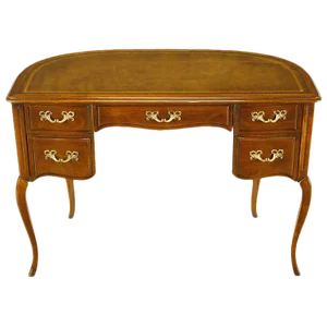 Sligh Walnut Curved Front Desk With Leather Top