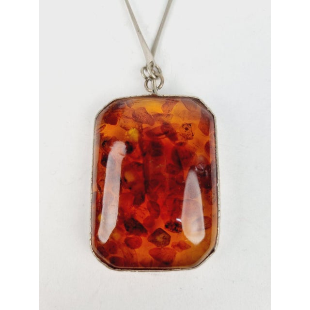 Gemstone Vintage Baltic Amber Pendant Necklace, 1970s For Sale - Image 7 of 8