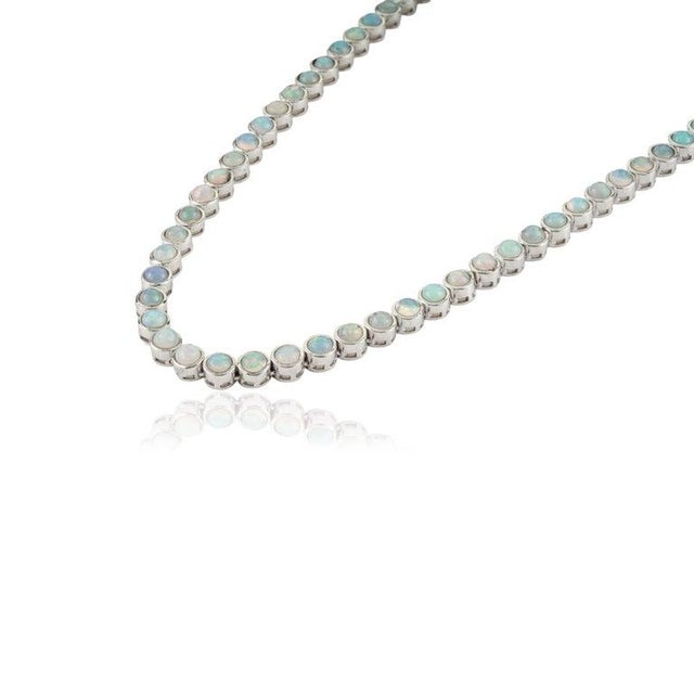 Gemstone 16 Inches Handmade Opal Gemstone Tennis Necklace in 925 Sterling Silver For Sale - Image 7 of 11