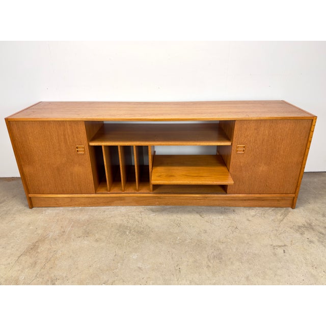 Wood Mid Century Danish Modern Teak Media / Stereo Cabinet Console Credenza by Feldballes Mobelfabrik For Sale - Image 7 of 12