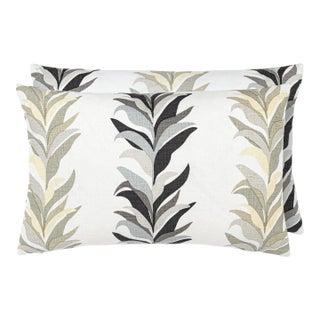 The House Of Scalamandré Chira Island Lumbar Pillow In Shadow For Sale
