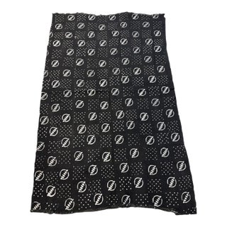 Vintage African Black and White Mud Cloth Textile Mali 42" by 63" For Sale