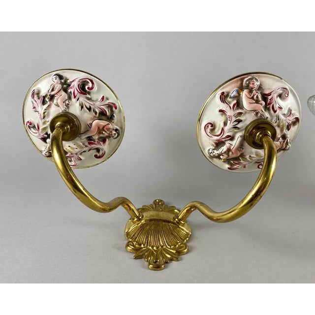 Vintage Italian Double Arm Wall Lamps, 1980, Set of 2 For Sale - Image 6 of 9