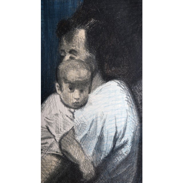 Portraiture Two Women and Child, Raphael Soyer Lithograph on Paper, Signed in Pencil For Sale - Image 3 of 5