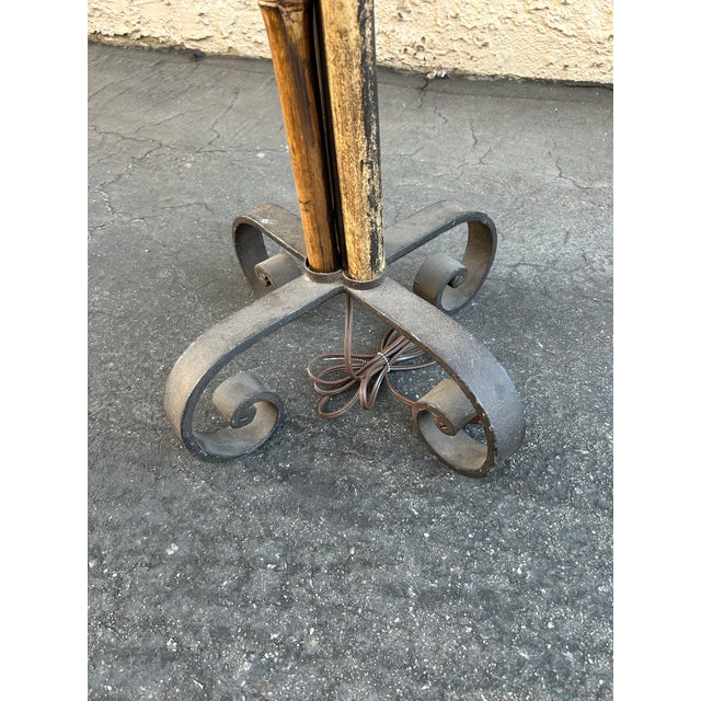 Bamboo and Wrought Iron Floor Lamp For Sale In Los Angeles - Image 6 of 12