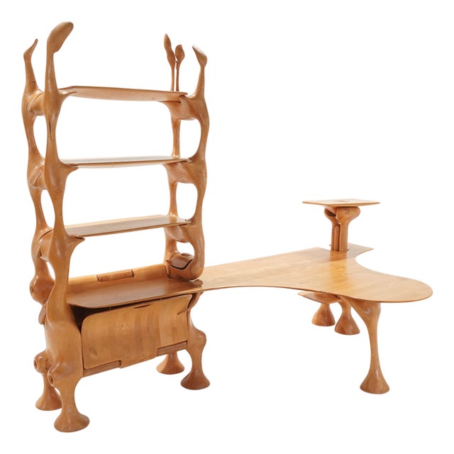 Studio Furniture Wood Bookcase in the style of Wendell Castle, 1970s For Sale