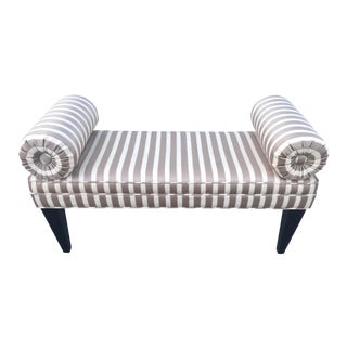 1980s Regency Gold & Beige Straps Bench For Sale