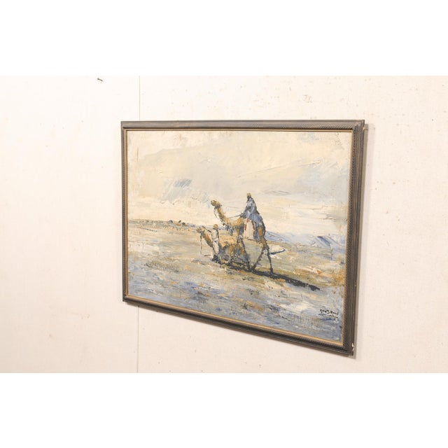Mid 20th Century Signed Oil on Canvas Desert Caravan Scene For Sale - Image 11 of 13