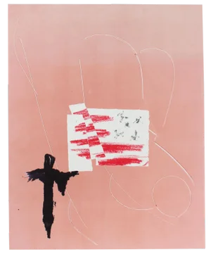 Minimalist Pink and White Monotype on Paper