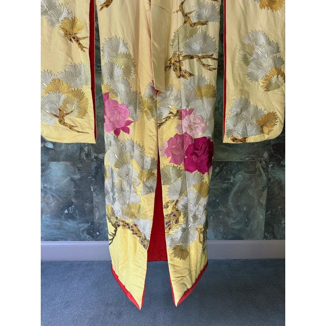 Vintage Japanese Ceremonial Wedding Kimono with Embroidery Designs For Sale - Image 12 of 13