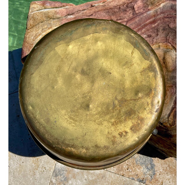 Brass Large Antique Brass & Wrought Iron Hearth Pot/Cauldron For Sale - Image 8 of 8