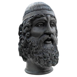 Early 20th Century Head of Bronze attributed to Riace Called Il Vecchio in Terracotta For Sale