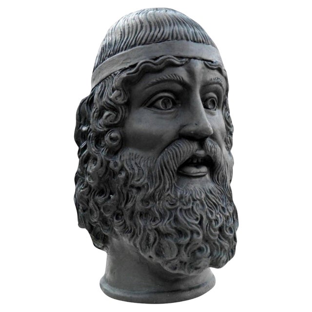 Early 20th Century Head of Bronze attributed to Riace Called Il Vecchio in Terracotta For Sale