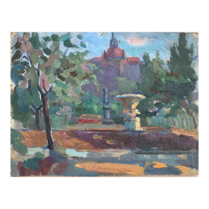 City Landscape Urban Oil Painting Original Ukrainian Artist Sokolovsky G. 18-24 1960s