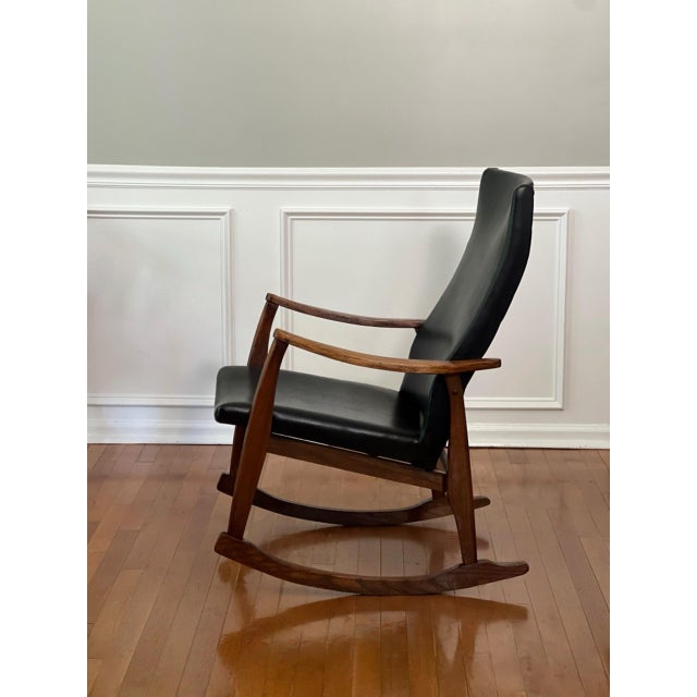 Milo Baughman Style Rocking Chair in Black Faux Leather, 1960s For Sale - Image 12 of 12