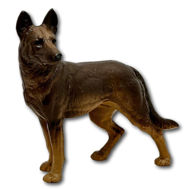 1930s Excellent Vintage Hubley Manufacturing Co Usa Cast Iron German Shepherd Dog Doorstop - Circa 1930s For Sale - Image 5 of 18