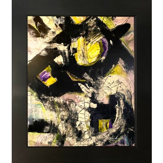 2025 "023-25" Abstract Expressionist Purple & Canary Yellow Painting by Mark Lewis For Sale