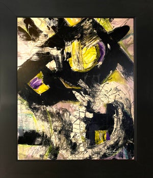 2025 "023-25" Abstract Expressionist Purple & Canary Yellow Painting by Mark Lewis