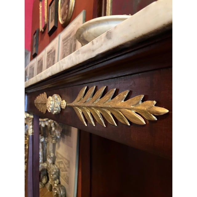 Metal Italian Empire Mahogany and Parcel Gilt Console with Mirror and Carrara Marble Top For Sale - Image 7 of 18