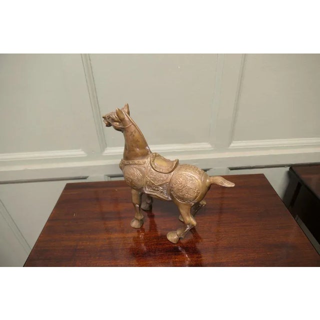 Metal Vintage Decorated Bronze Tang Horse, 1950 For Sale - Image 7 of 8