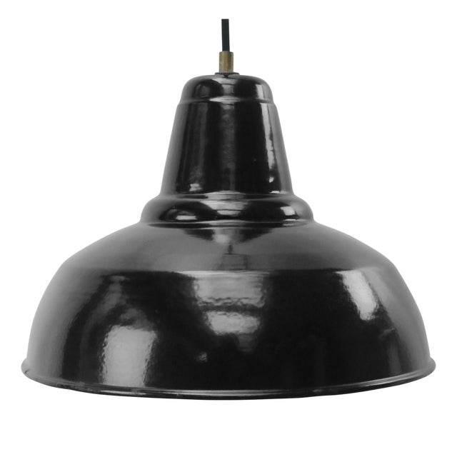 Vintage Industrial Dutch Black Enamel Hanging Lamp from Philips For Sale